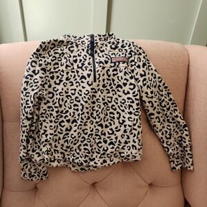 Vineyard Vines Navy and White Leopard Print Pullover 4t